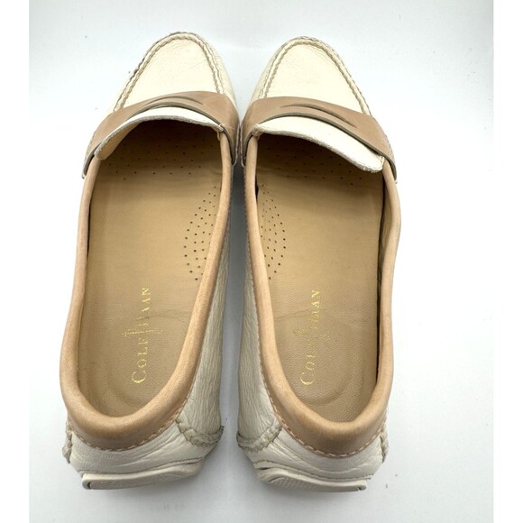 COLE HAAN Soft Leather Ivory/Tan Air Sadie Driver Penny Loafer Women’s 7 B - Picture 5 of 10
